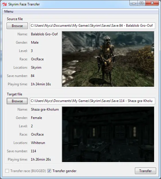Skyrim Face Transfer 0.2.1